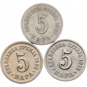 Serbia, 5 Para 1883, 1904, 1912