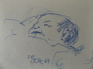 Wlastimil Hofmann ( 1881 - 1970 ), szkic śpiącego dziecka, 1964