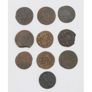 Set of 10 pieces - crown shilling (boratine), falses of the period, John Casimir (1648-1668)