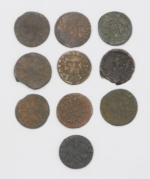 Set of 10 pieces - crown shilling (boratine), falses of the period, John Casimir (1648-1668)