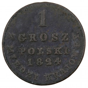 1 poľský groš Z MIEDZI KRAYOWEY 1824 IB, Poľské kráľovstvo pod ruským záborom (1815-1850)