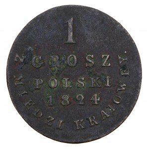 1 grosz polski Z MIEDZI KRAYOWEY 1824 r. IB, Królestwo Polskie pod zaborem rosyjskim (1815-1850)