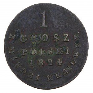 1 polský groš Z MIEDZI KRAYOWEY 1824 IB, Polské království pod ruským záborem (1815-1850)