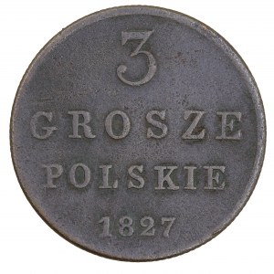 3 pennies polonais 1827. FH, Royaume de Pologne sous le partage russe (1815-1850)