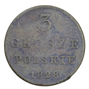 3 polnische Pfennige 1828. FH, Königreich Polen unter russischer Herrschaft (1815-1850)
