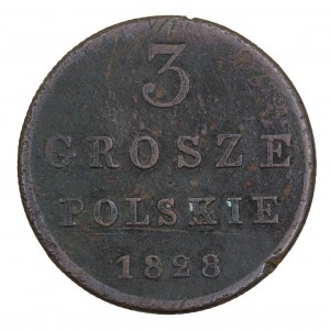 3 Polish grosze 1828, FH, Königreich Polen unter russischer Teilung (1815-1850)