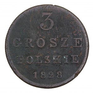 3 Polish pennies 1828, FH, Kingdom of Poland under the Russian partition (1815-1850).