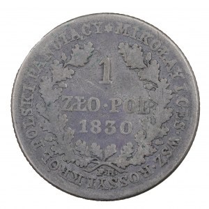 1 zloty 1830, Kingdom of Poland under the Russian partition (1815-1850).