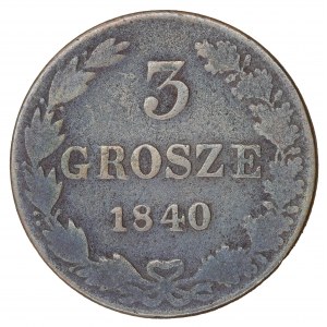 3 groše 1840, ruské mince pro země bývalého Polského království (1832-1841)