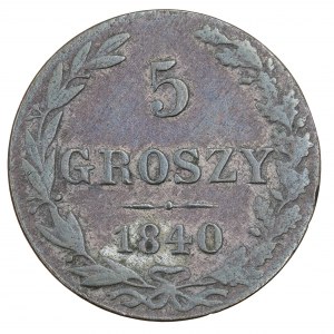 5 grošů 1840, ruské mince pro země bývalého Polského království (1832-1841)