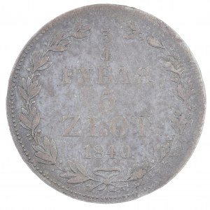 3/4 rubľa/5 zlatých 1840, ruské mince pre krajiny bývalého Poľského kráľovstva (1832-1841)