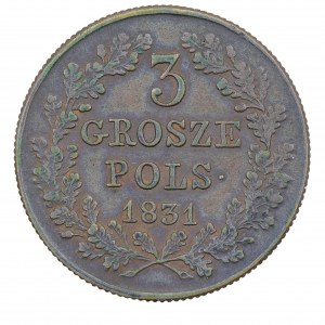 3 Poľské grosze 1831, novembrové povstanie