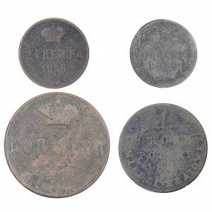 Ensemble de 4 pièces de monnaie du 19e siècle.