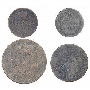Ensemble de 4 pièces de monnaie du 19e siècle.