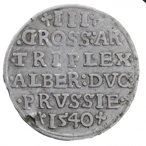 Trojak 1540 Prusse ducale, Albrecht Hohenzollern (1525-1568)