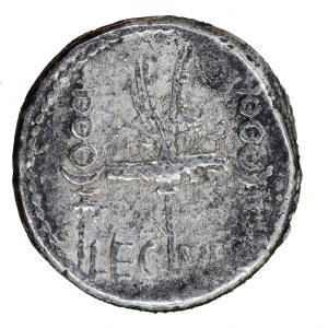 Denier 32-31 av. J.-C., fals, République romaine, Marc Antoine (43-27 av. J.-C.)