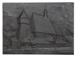 BYTOM. Poster depicting the wooden church of St. Lawrence in Bytom.
