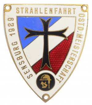 MRĄGOWO. Emaillierte Bronzetafel zur Erinnerung an die Sternfahrt 1929 und die Ostpreußische Meisterschaft in Mrągowo.