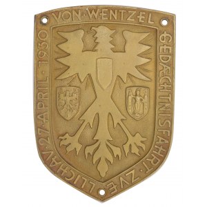 SULECHÓW. Bronzetafel zum Gedenken an eine nach von Wentzel benannte Kundgebung in Sulechów am 27. April 1930.