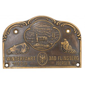 ŚWIERADÓW-ZDRÓJ. One-sided plaque minted on the occasion of the winter car and motorcycle rally in the Jizera Mountains.