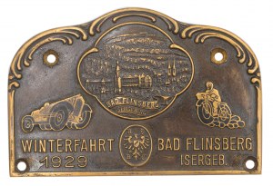 ŚWIERADÓW-ZDRÓJ. One-sided plaque minted on the occasion of the winter car and motorcycle rally in the Jizera Mountains.