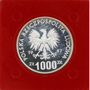 PRL. Strieborná cena. 1 000 zl. KAZIMÍR III. VEĽKÝ, 1987.