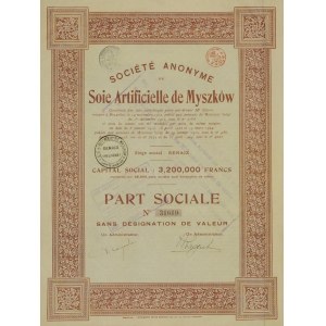 MYSZKOW. Action de la Société Anonyme de Soie Artific de Myszków, Bruxelles 1924.