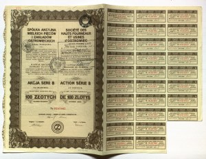 WARSAW. Bearer share of the joint-stock company of blast furnaces and ostrowiecki plants for 100 zlotys.