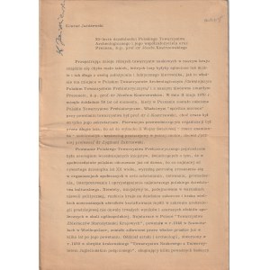 JAŻDŻEWSKI Konrad. Le 50e anniversaire de la Société archéologique polonaise et de son cofondateur et président, feu le professeur Józef Kostrzewski.