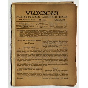 WIADOMOŚCI Numizmatyczno-Archeologiczne. Nr 4 (10): październik 1891.