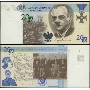 Polsko, zkušební bankovka PWPW - Ignacy Matuszewski, 2016