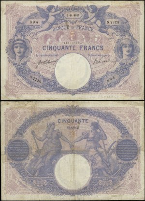 France, 50 francs, 3.11.1917