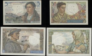 France, 5 and 10 francs, 1945 and 1944