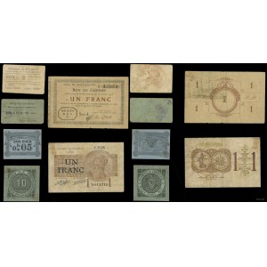 Francja, zestaw 10 banknotów francuskich, 1915-1922