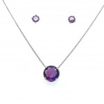 WHITE GOLD EARRINGS GOLD AND AMETHYST - ER30302+PND30305