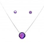 WHITE GOLD EARRINGS GOLD AND AMETHYST - ER30302+PND30305