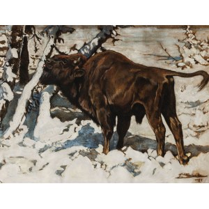 Unbekannter Maler, Wisent im Winter, 1931