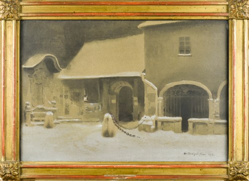 Stanisław FABIJAŃSKI (1865-1947), Zaułek przy kościele św. Barbary, 1916