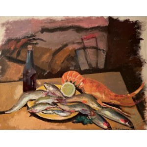 Abraham WEINBAUM (1890-1943), Stilleben mit Fischen und Hummern, 1938?