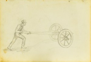 Antoni KOZAKIEWICZ (1841-1929), Szkic mężczyzny pchającego wóz