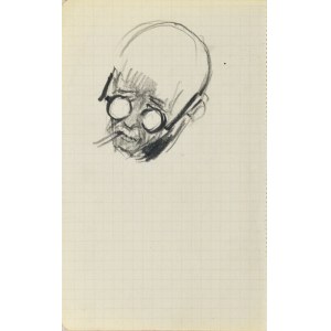 Henryk UZIEMBŁO (1879-1949), Skica hlavy muže v brýlích