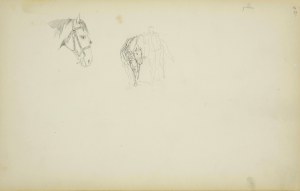 Stanisław CHLEBOWSKI (1835-1884), Głowa konia i szkic jeźdźca z koniem