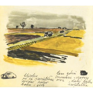 Ludwik MACIĄG (1920-2007), Landschaft mit fahrendem Auto