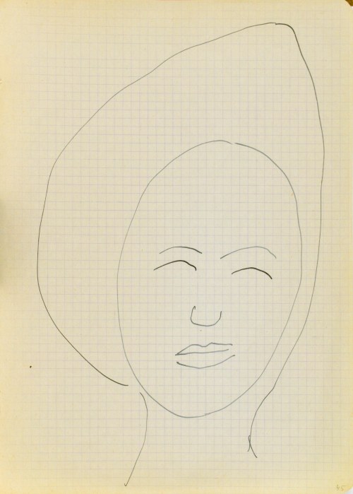 Jerzy PANEK (1918 - 2001), Głowa młodej kobiety w kapeluszu, 1963