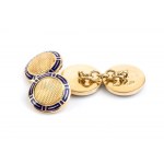 BULGARI: Gold and blue enameled cufflinks