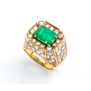 Emerald Diamond Trombino Gold ring