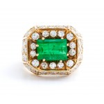 Emerald Diamond Trombino Gold ring