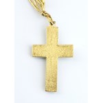 Gold chain and gold cross with turquoise pastes
