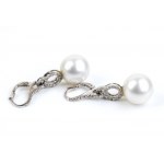 Australian pearl diamond drop gold earrings