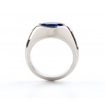 Gold ring band with sapphire and diamonds